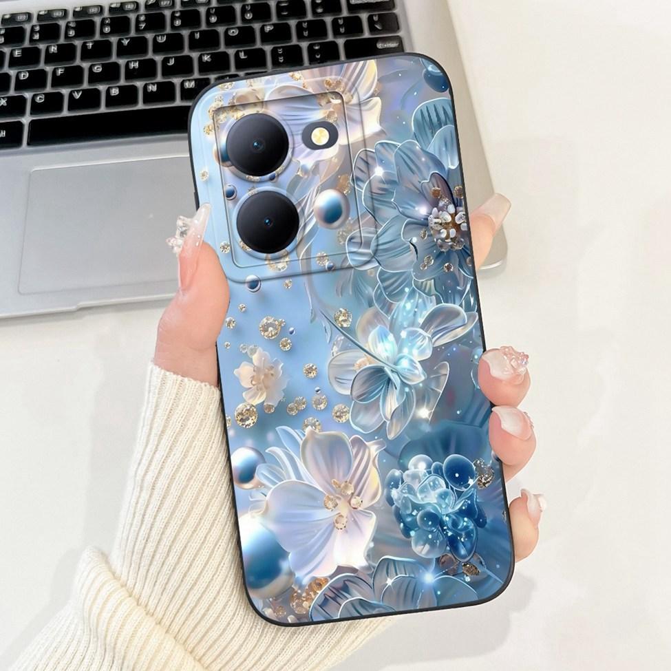 For Vivo Y36 5G V2248 Case For Vivo Y27 5G V2302 Cover Silicone Luxury Fashion Flowers Kawaii Cute Cat Funny Phone Case Bumper