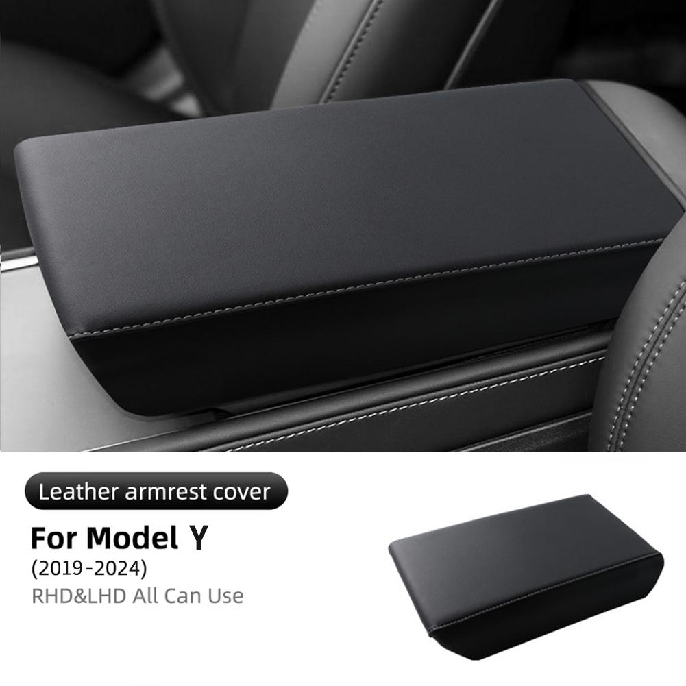 Для Tesla Model 3 19-23 Центральная консоль Подлокотник ABS+Кожа Защитная накладка Для Model Y 19-24 Автомобильное кресло Подушка-чехол на подлокотник