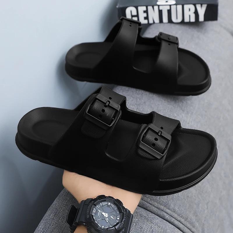 Summer Men Women Slipper Outdoor Beach Sandals EVA Platform Flip Flops For House Slides Buckle Soft Thick Sole Sandals