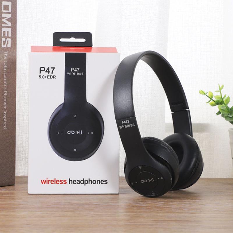 P47 Накладная Bluetooth-гарнитура: Складные, с мощными басами, беспроводные спортивные наушники