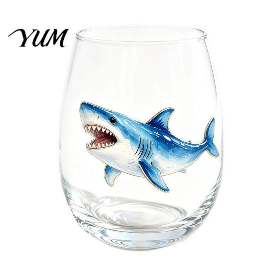 Stylish Nautical Themed Cup Marine Animal Theme Clear Glass Tumbler, Handcrafted Painted Glassware, Creative Iced Coffee Juice Unique Drinking