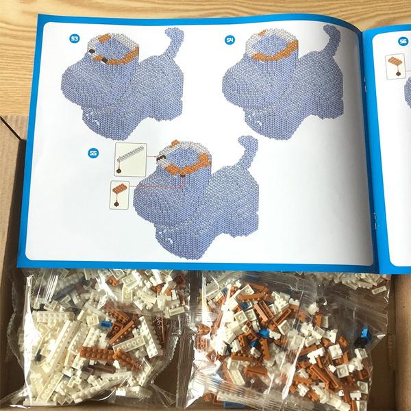 Новые маленькие блоки, милая модель собаки хаски, пластиковые строительные кирпичи, развивающие детские игрушки, фигурки кошек из мультфильма, подарки