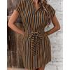 Весна-лето женские повседневные платья без рукавов в полоску со шнуровкой