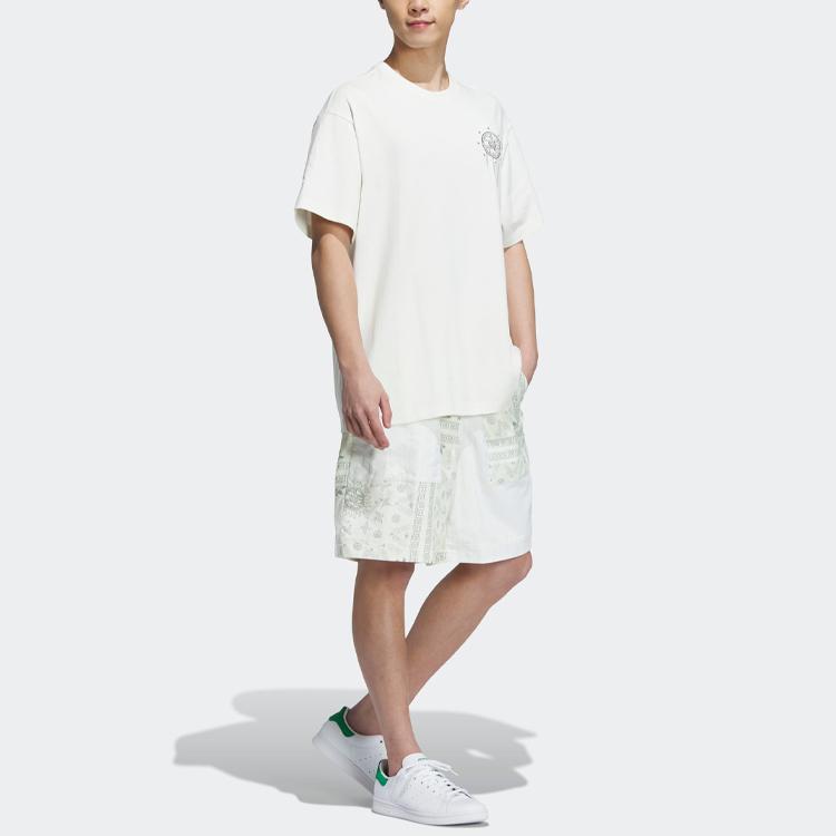 adidas Футболка Originals Trefoil Toc с графическим рисунком и мужским топом с принтом Пекинской оперы, расписанным вручную Han-Jade-White IP1760