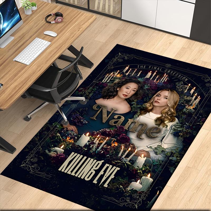 Custom Name Killing Eve Printed Carpet, Rug for Office Chair Living Room Bedroom Kitchen Room Decor Gifts.