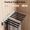 Pull Out Pants Rack 9-Rod Left Mounted, Wardrobe Trousers Rack Jeans Scarf Hanger for Cabinet, Closet Organizer(18.11x12.8in)