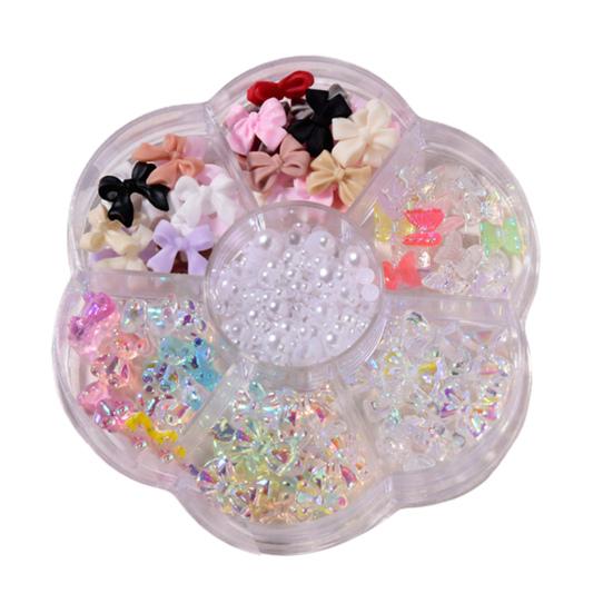 1 Box Nail Decals Cute 3D Effect Resin Nails Aurora Rhinestone Tools DIY