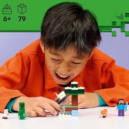 LEGO Minecraft Приключение Стива с тигром игрушка развивающий конструктор мальчики девочки дети 6 лет 7 8 9 игра ролевая игра 21583
