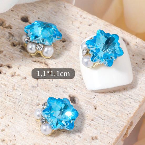 5 шт., блестящие стразы со звездами для ногтей, искусственный жемчуг, стразы, кристальное сердце/шестиугольные 3D-подвески, сделай сам, дизайн ногтей