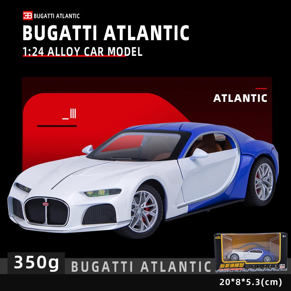 1/24 масштаб Bugatti Atlantic Supercar, литая под давлением модель автомобиля, игрушечный автомобиль с откатным механизмом со звуком и светом для детей, коллекция подарков для мальчиков и девочек