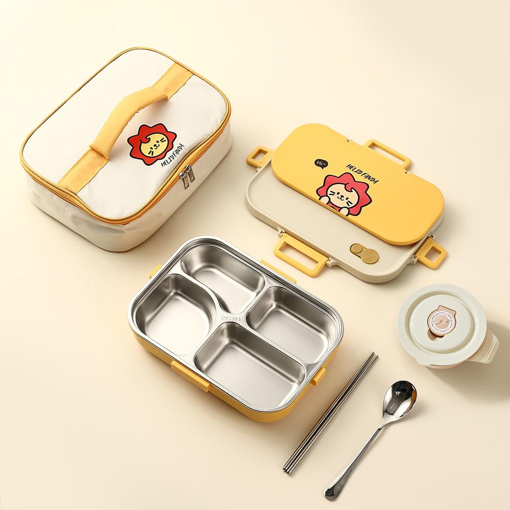 4/5 Grids 304 Stainless Steel Bento Lunch Box With Tableware Microwave Safe Children Portable Sealed Fruit Salad Food Container