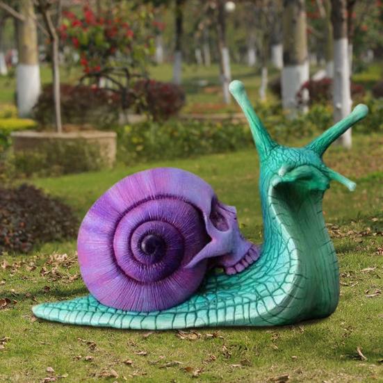 Садовая статуя улитки-черепа, Хэллоуинская скульптура улитки-черепа из смолы, готическая улитка-скелет, украшение для патио, газона, дома, офисного стола