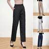 Autumn Winter Cotton Pants Rhombus Quilted Straight Wide Leg Long Pants with Pockets