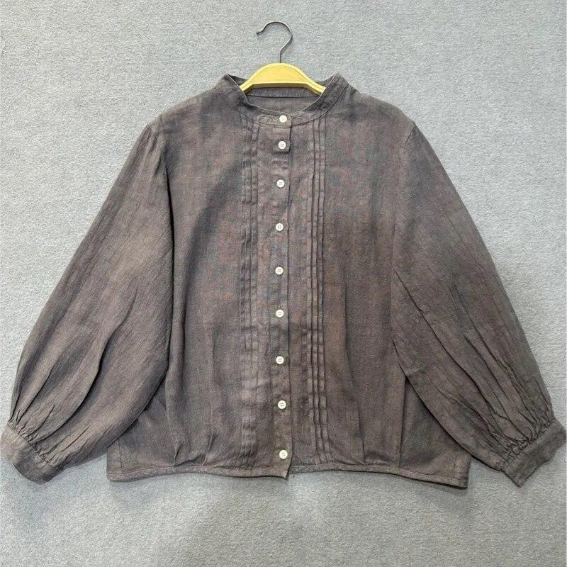 Johnature Весенняя рубашка с длинными рукавами, женские японские литературные универсальные топы с воротником-стойкой