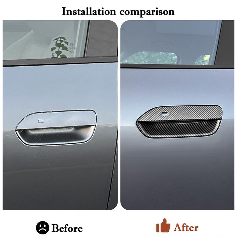 For BYD Yuan UP Pro 2024 2025 Car Door Outside Handle Stickers ABS Carbon Fiber Pattern Door Bowl Protective Stickers Decoration