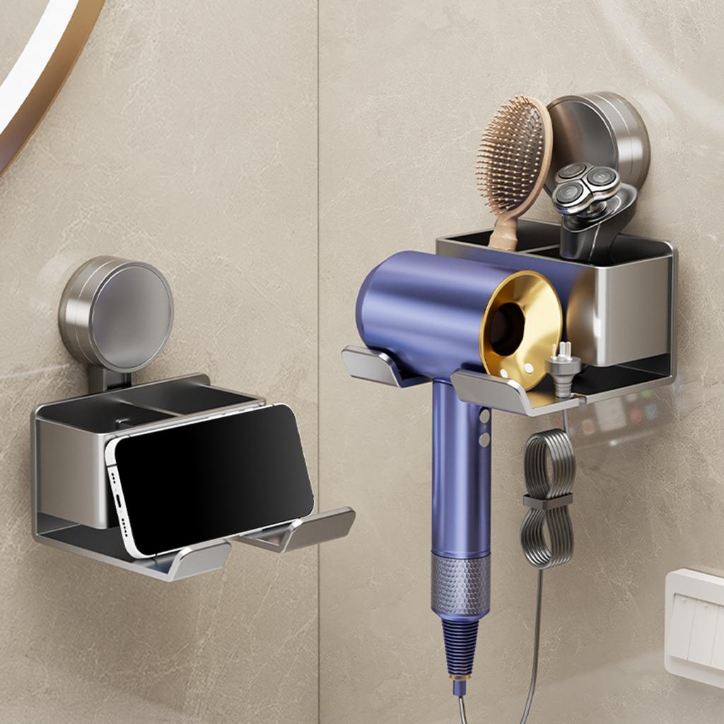 Suction Cup Hair Dryer Holder Wall No Drill Shelf Wall Mounted Hair Dryer Storage Rack Hair Blow Dryer Holder Enduring