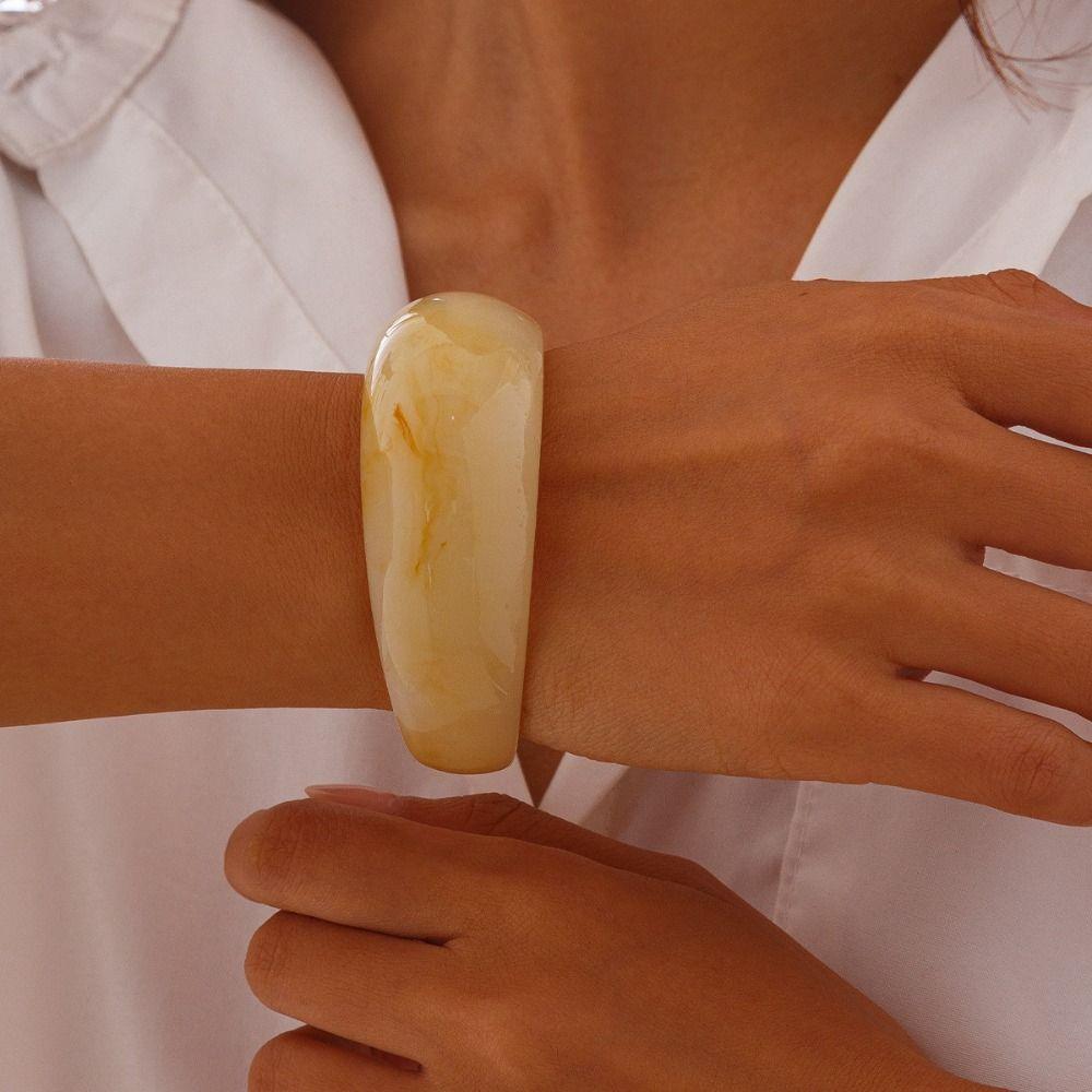 Богемный нерегулярный широкий браслет блестящее ретро-кольцо на руку простое акриловое украшение на открытый браслет