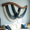 Woven Wall Hanging Large Tapestry for Bedroom Living Room, Boho Cotton Wavy Texture Rope Gradient Art Decor, Home Handmade Decor