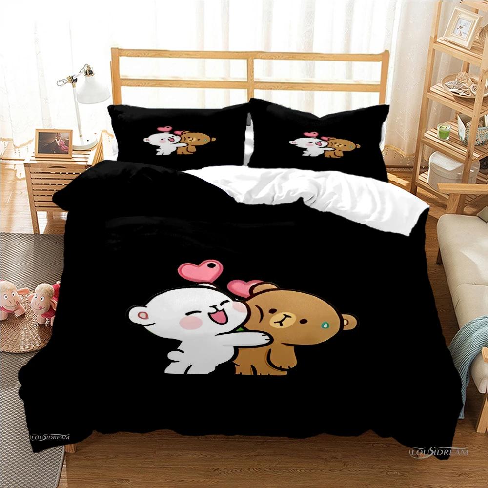 Cute Bubu Dudu Cartoon Bear Panda Duvet Cover Kawaii Bedding Sets Soft Quilt Cover And Pillowcases Single/Double/Queen/King Boys