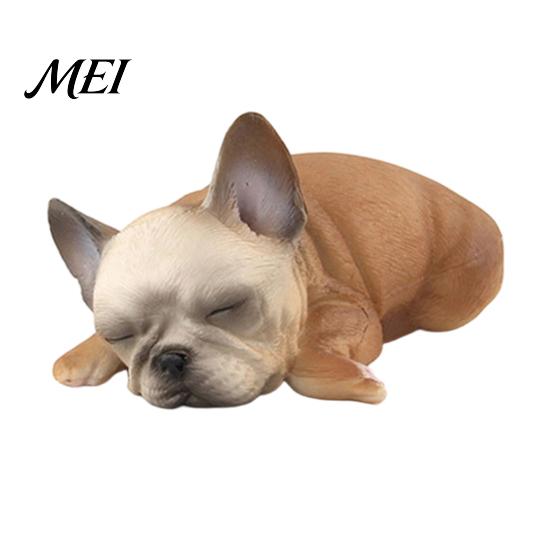 Decorative Dog Statue Simulated Sleeping Model, Realistic Lying French Bulldog Figurine, Mini Handcrafted Figurine PVC Animal Educational Toy