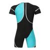 Men‘s Metallic Trim Color Block Swim Jumpsuit Short Sleeve Thigh Length Bodysuit with Back Hidden Zipper for Swimming Training