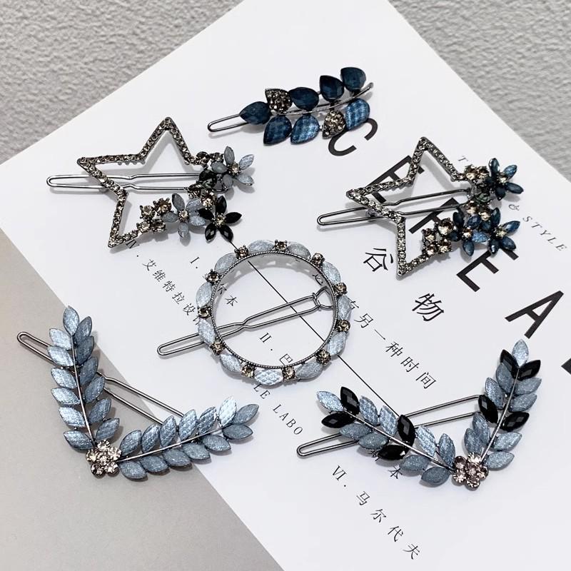 Элегантная заколка для волос из сплава 'Синяя звезда' - Минималистичный роскошный аксессуар