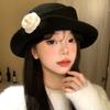 Flat-top Hepburn Style Topper Hat Woolen Women Jazz Hat Elegant Black Felt Hat  Dinner
