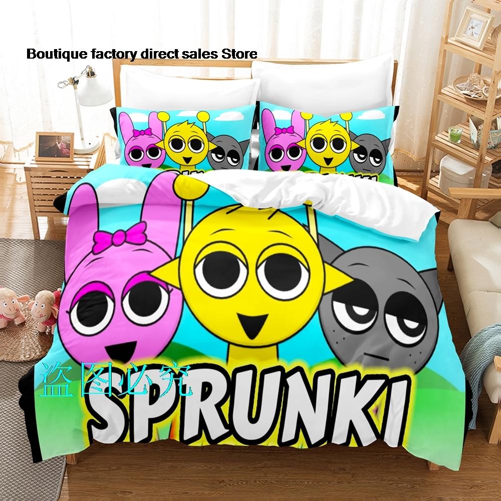 Комплект постельного белья Sprunki Односпальный Полуторный Двуспальный Евро Размер Кинг-Сайз Комплект для кровати Взрослый Детская Спальня Комплекты с пододеяльникомsprunki Аниме Parure De Lit Кровать 6