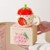 Керамическая чашка с крышкой «Клубничный медведь» для девочек, подарочная чашка для дома, кружка, высококачественная, для пары, для молока, для завтрака