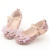 Korean Style Rhinestone Big Bow Girl Princess Shoes Beaded Crystal Children's Shoes Soft Sole Leather Shoes