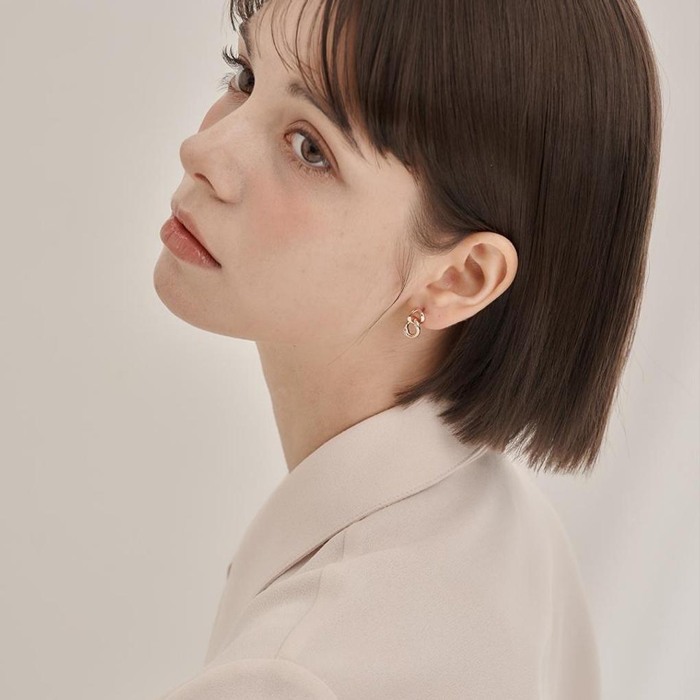 [ELLE Jewelry] 14K Chain Drop Cubic Earrings (Gold Pin) ELGPEE565