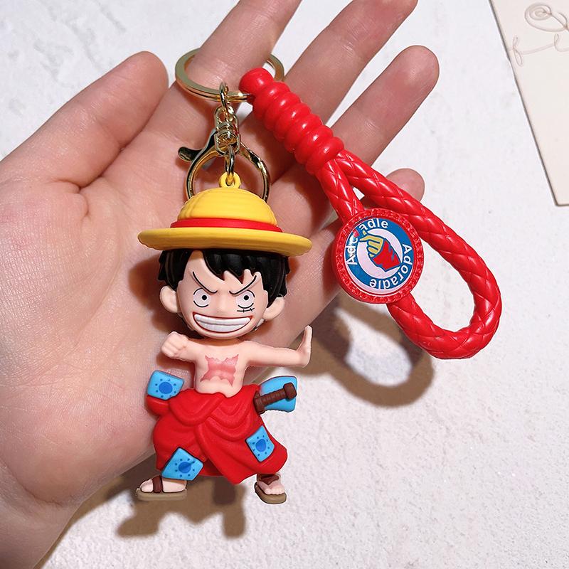 One Piece Keychains Anime Monkey D. Luffy Tony Chopper Roronoa Zoro Cartoon Character Key Chains Keyring Doll Bag Pendent