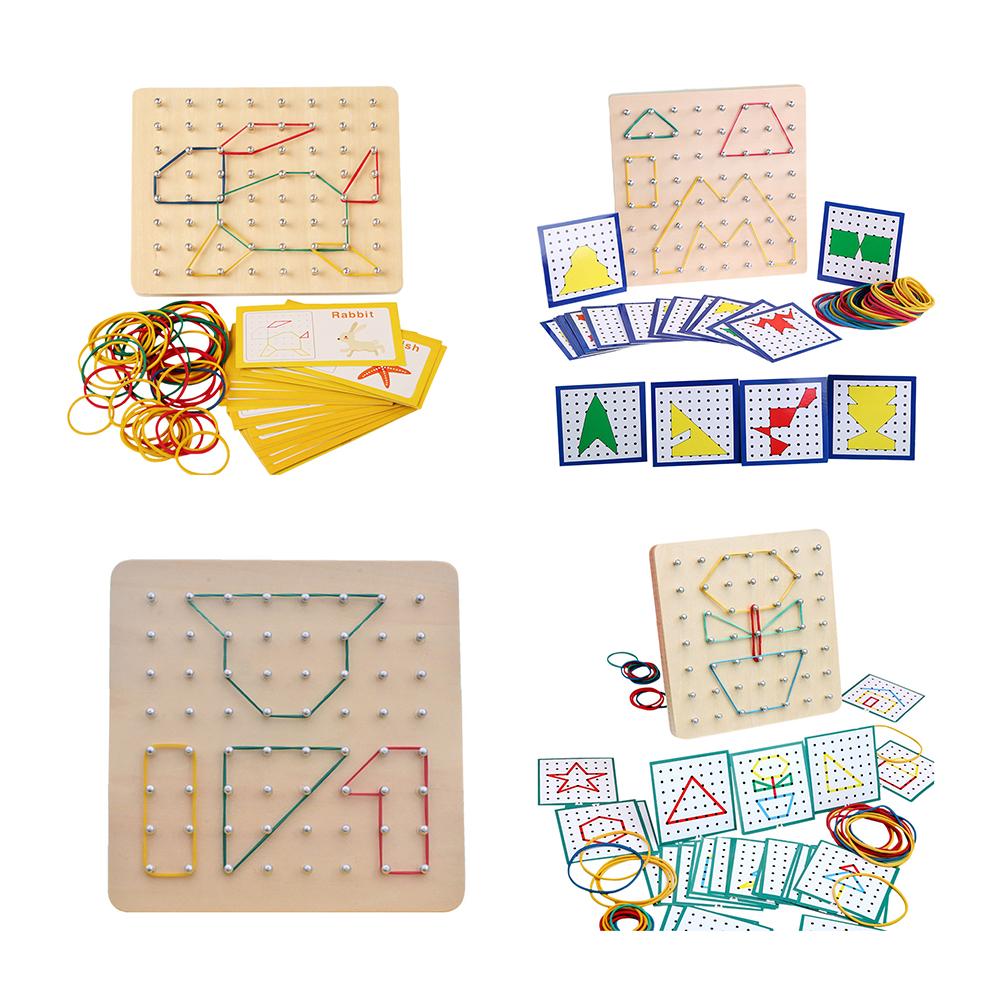 Wooden Geoboard Motor Skills Toy Matrix 8x8/7x7 Early Development Toy for Kids 3 Years Old and Up Gift for Boys and Girls