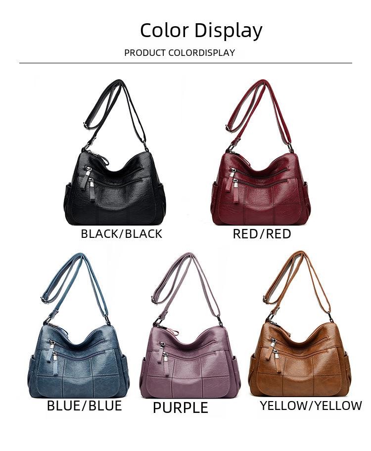 2023 Women's Solid Color Casual Shoulder Messenger Bag - Simple, Versatile, Large-Capacity Tote for Middle-Aged Ladies