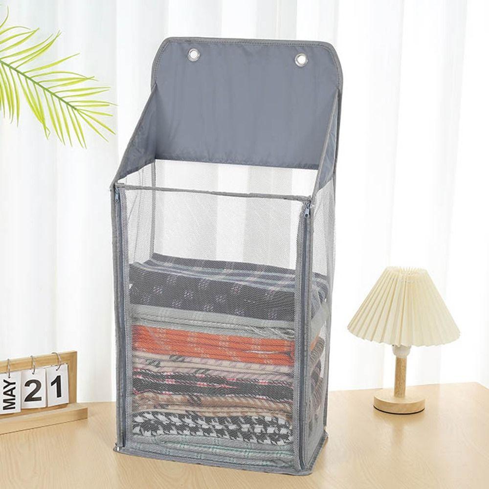 Large Capacity Hanging Mesh Laundry Basket Foldable Dirty Clothes Storage Bag Bedroom