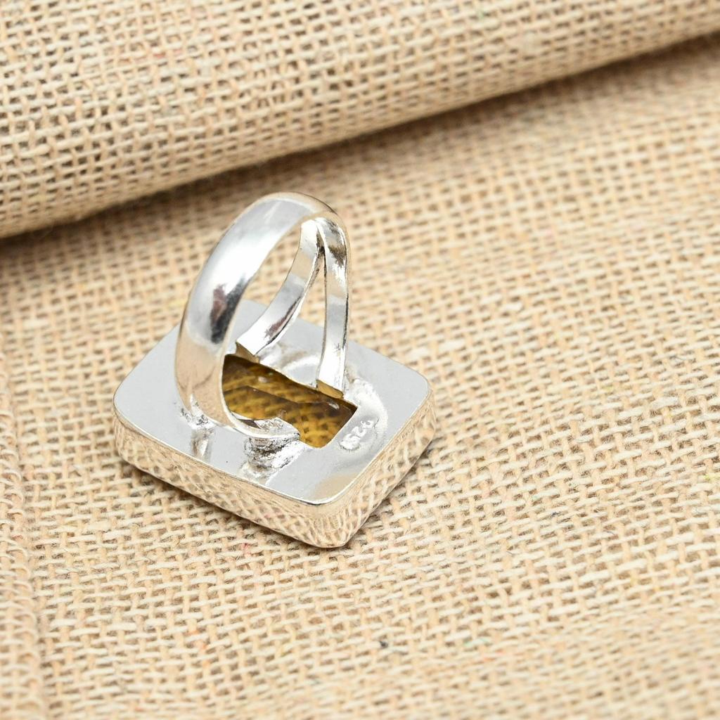 Unique Faceted Citrine Gemstone 925 Solid Silver Handmade Ring Women Jewelry