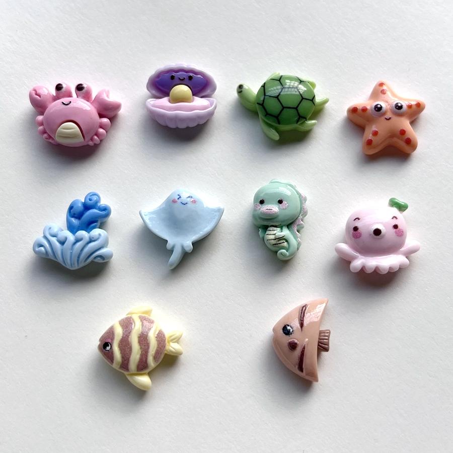 10 штук смешанных мини-черепаха, морская звезда, морской конек, ракушка, пример морской системы, декоративная смола с плоской задней частью, украшения «сделай сам», дизайн ногтей в стиле деко