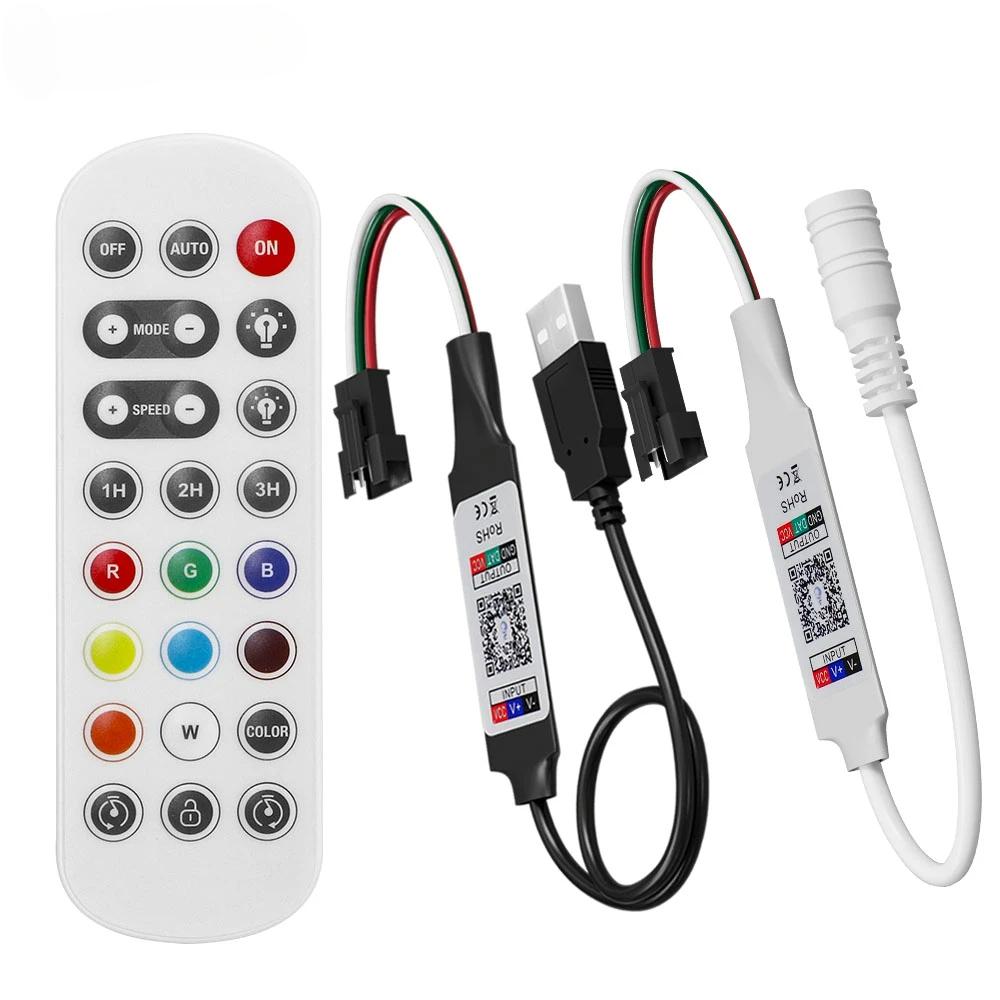 WS2811 WS2812B SK6812 RGBIC Smart LED Controller 2.4G Remote Bluetooth APP Control WS2812 RGB Pixels Led Strip Light DC5-24V