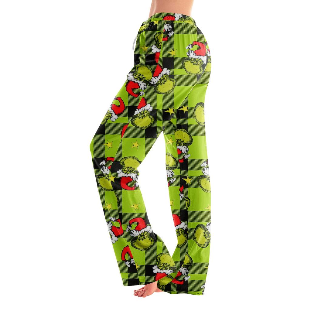 Pajama Pants Sleepwear Casual Drawstring Elastic Waist Pants Comfy Straight Yoga Loose Trousers