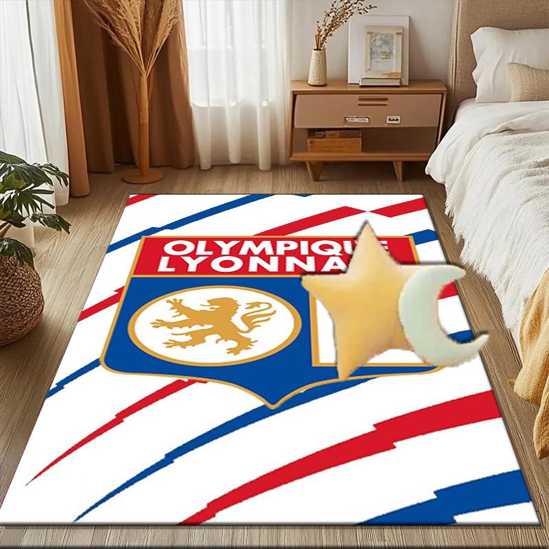 Lyon Football Crest Design Printed Office Carpet Chair Cushion Entryway Rug, Rugs for Living Room, Bedroom Christmas gifts