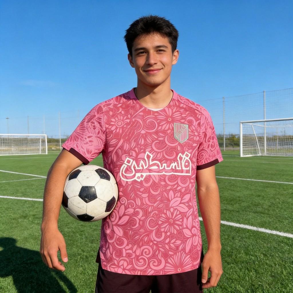 Arabic Retro Palestine Fan Soccer Jersey, Pakistan Edition Pink Black Football Jersey
