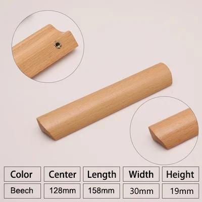 Natural Wood Furniture Handles Kitchen Door Knobs Cabinets Pulls Beech Wooden Handles for Cabinet and Drawers Furniture Hardware