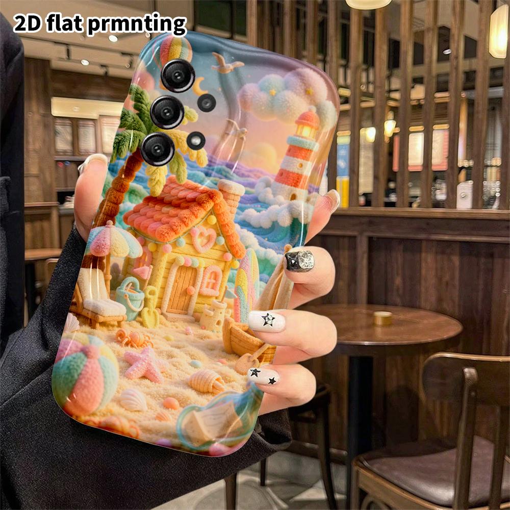 Phone Case: 2D flat, suitable for Samsung Galaxy A34 A35 M05 M06 S20 S22 S21 FE Plus 5G protective case, seaside cottage, perfect Christmas and Hallow