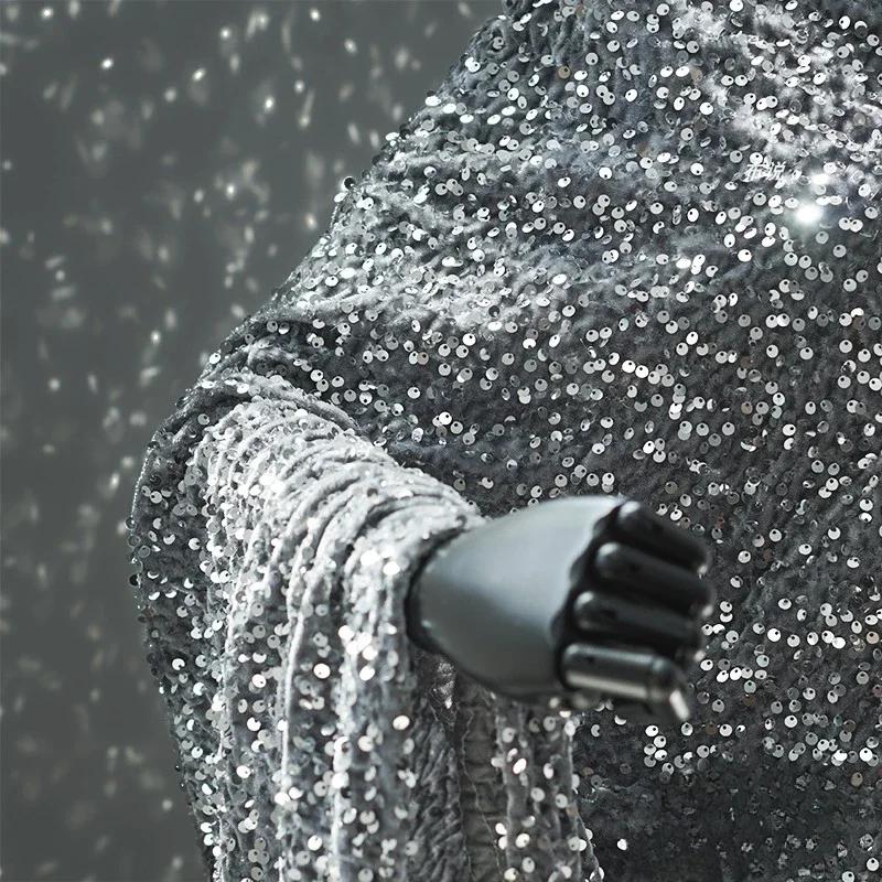 100x125 см эластичная мягкая бархатная ткань с пайетками платье танцевальное платье ювелирные изделия оптовая продажа ткань для самостоятельного шитья одежды материал 5 мм бисер