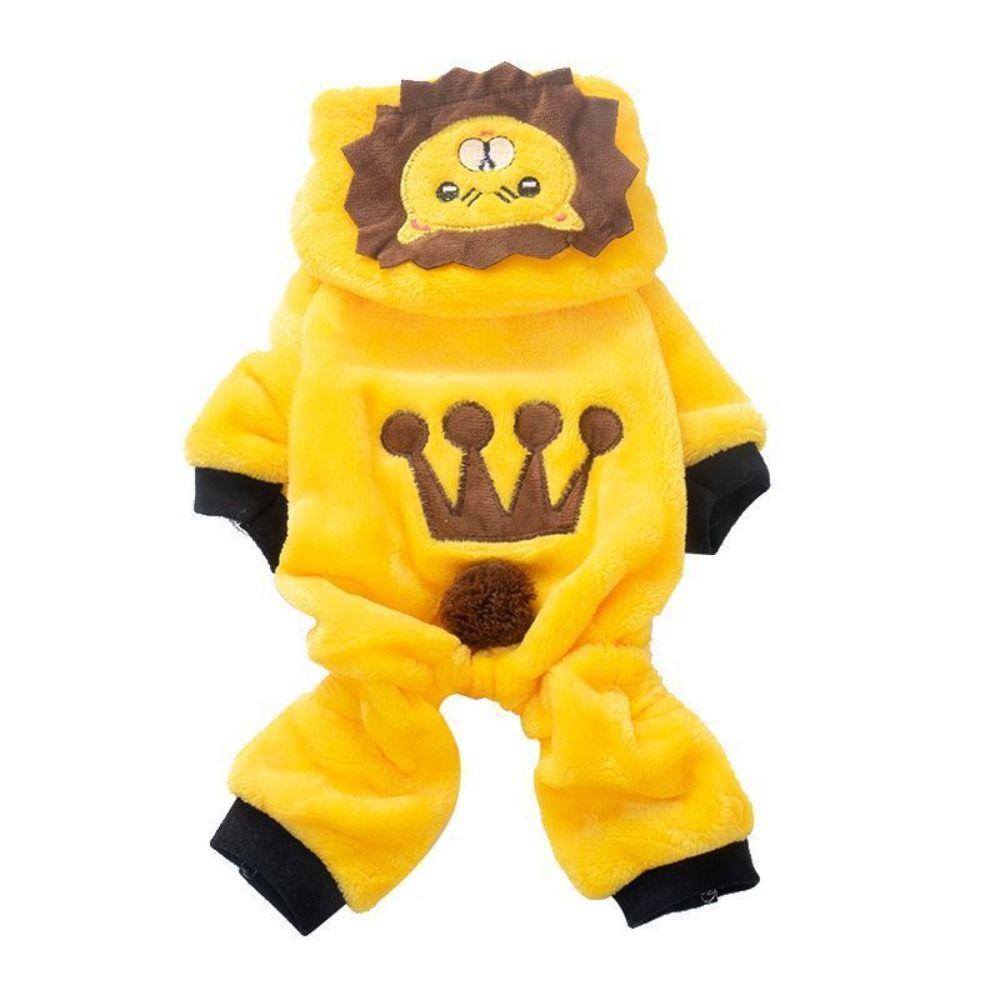 Soft Fleece Pet Dog Clothes Warm Hoodies Coral Velvet Puppy Clothes Tigger Pattern Cartoon Design Dog Jumpsuits Small Dogs