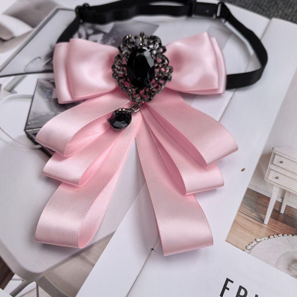 Crystal Bow Tie Fabric Neck Decoration Brooch Accessories Bowtie  British Style
