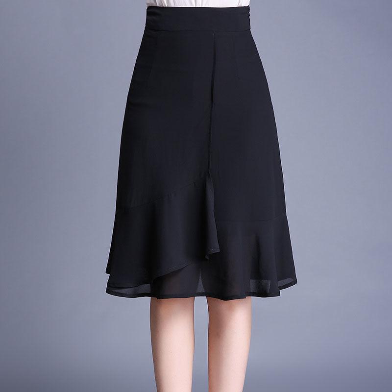 Элегантная юбка «рыбий хвост», женская тонкая летняя нижняя часть, тонкие шифоновые юбки для мам, эластичная длинная талия с высокой талией