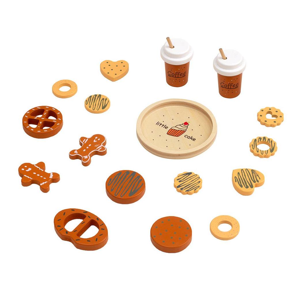Kids' Coffee & Cookie Playset: Wooden Educational Toy for Parent-Child Interaction with Simulation Milk, Biscuits & Donuts