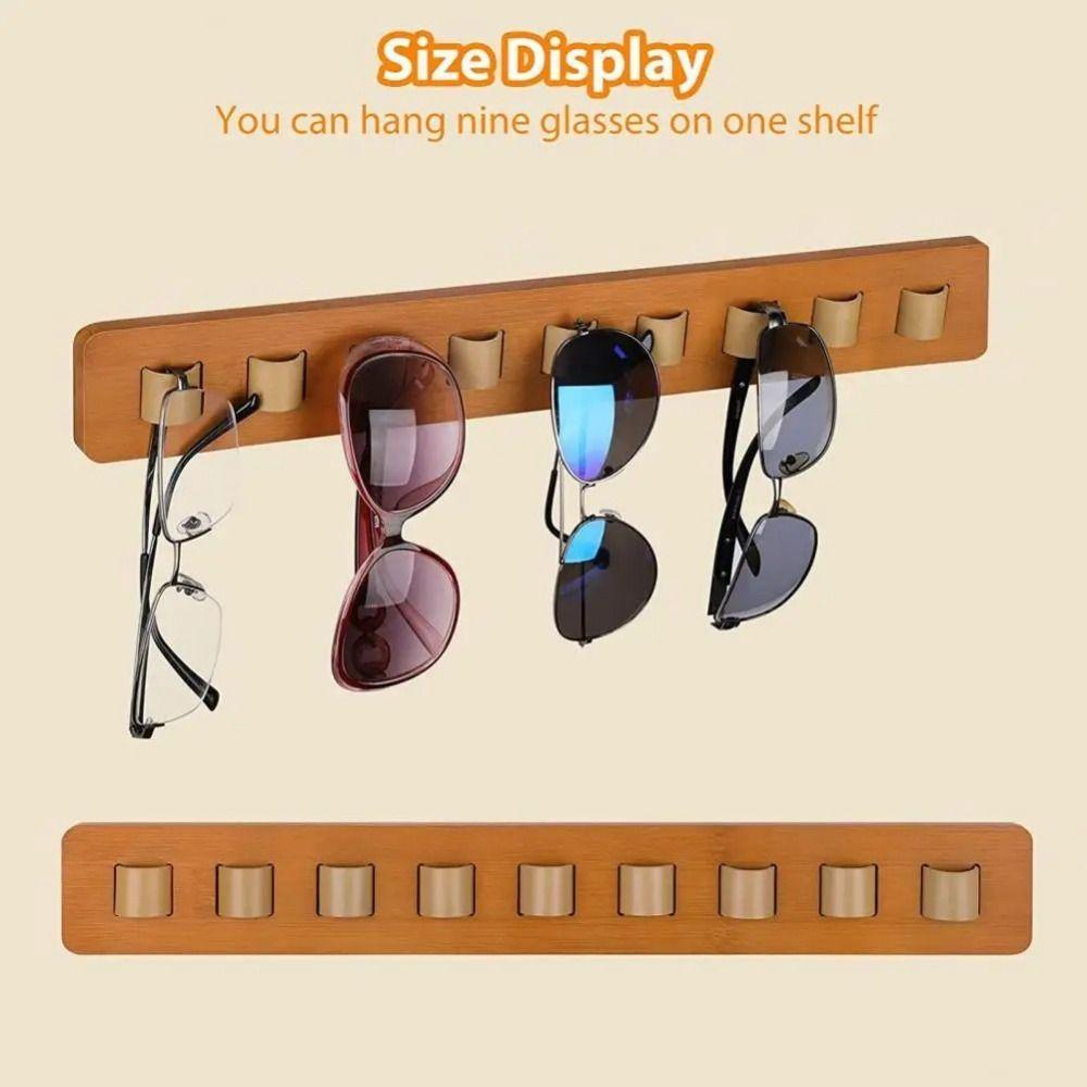 Wood Sunglasses Organizer Self-adhesive Glasses Hanger Eyeglass Storage Shelf Bathroom
