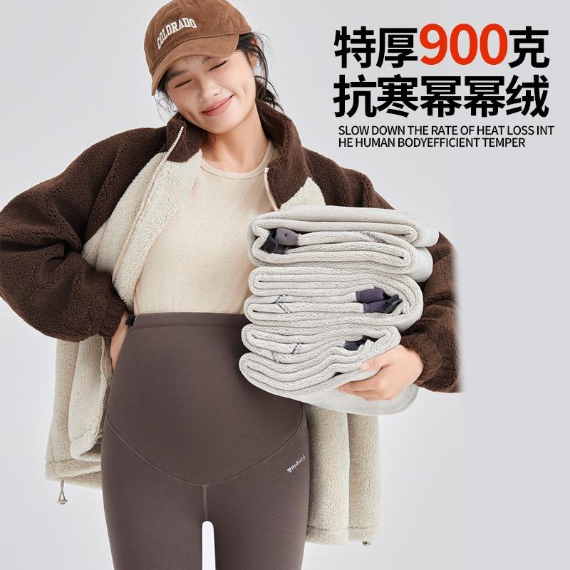 Maternity Pants Wear High Waist and Large Size, Showing Autumn and Winter Velvet and Thickened New Hip-lifting Thermal Pants, Maternity Leggings
